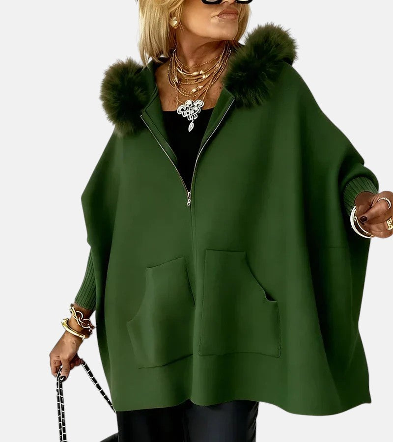 ARABELLE | CASUAL HOODED COAT WITH FUR COLLAR